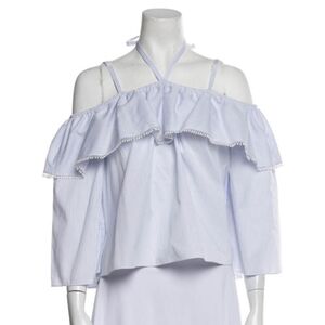 Jonathan Simkhai Cold-Shoulder Flare Oxford Top EUC Small